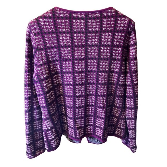 Carlisle Purple Checked Round Neck Long Sleeved Cardigan Sweater Sz XL - Picture 2 of 12